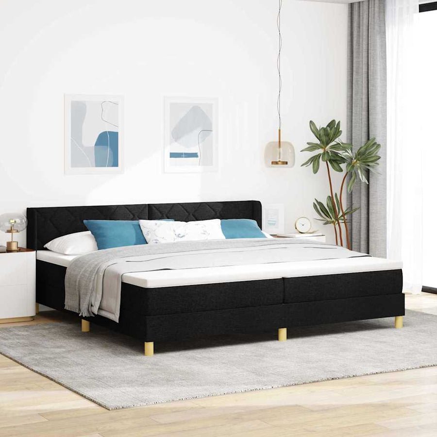 Boxspring bed met hoofdeinde Zwart en Wit 200 x 200 cm Schuim