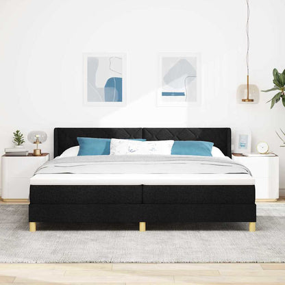 Boxspring bed met hoofdeinde Zwart en Wit 200 x 200 cm Schuim