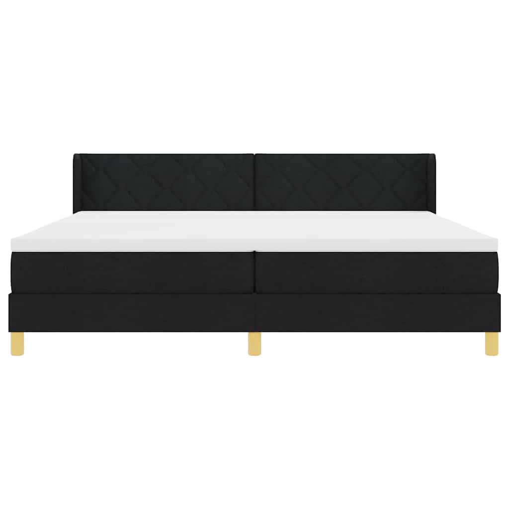 Boxspring bed met hoofdeinde Zwart en Wit 200 x 200 cm Schuim