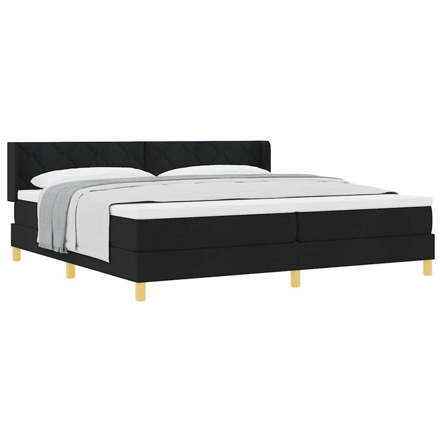 Boxspring bed met hoofdeinde Zwart en Wit 200 x 200 cm Schuim