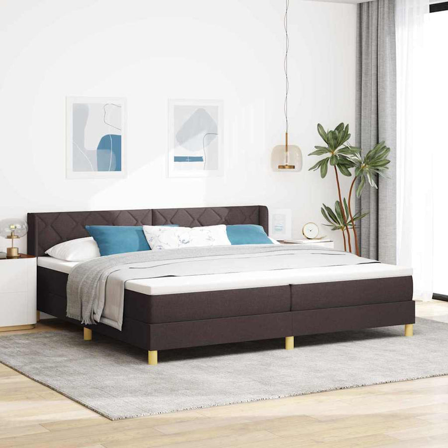 Boxspring bed Donkerbruin en Wit 200 x 200 cm Gaas