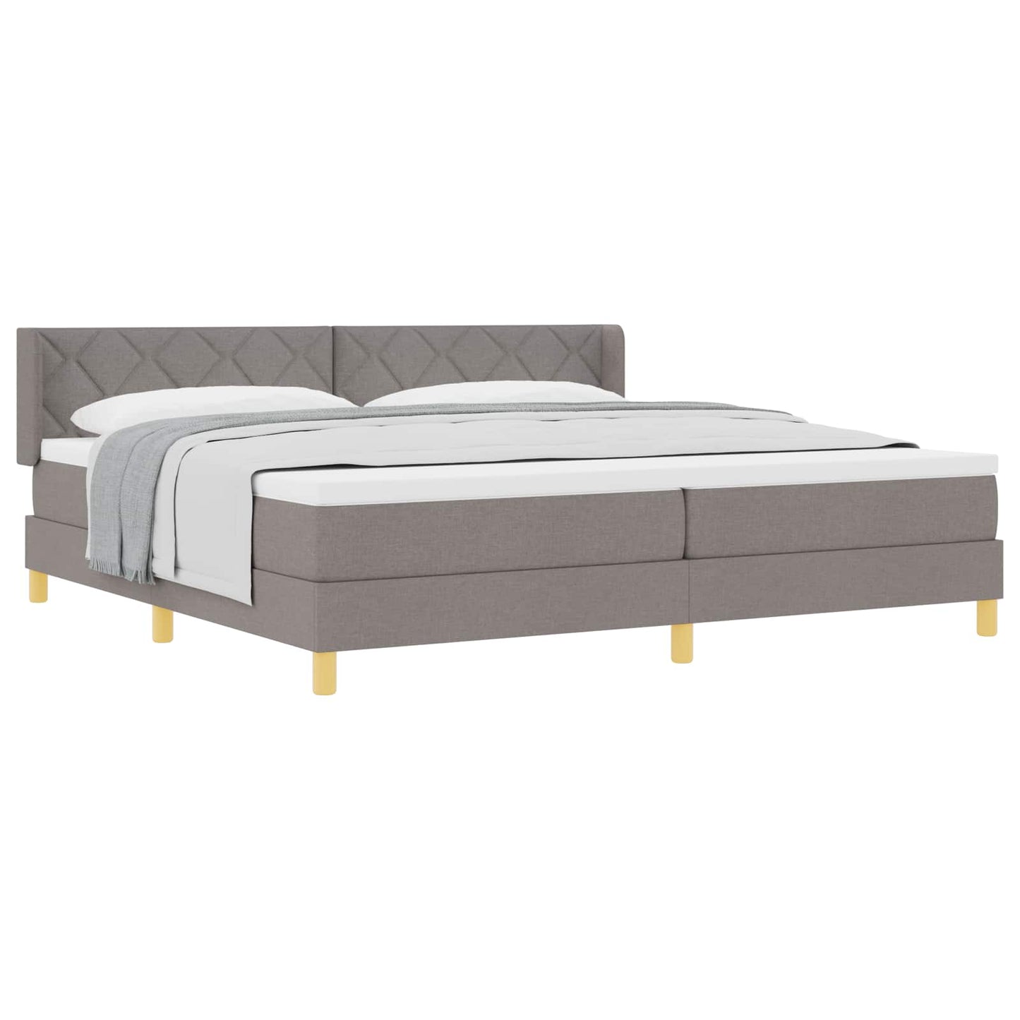 Boxspringbed met hoofdeinde Taupe 200 x 200 cm Stof