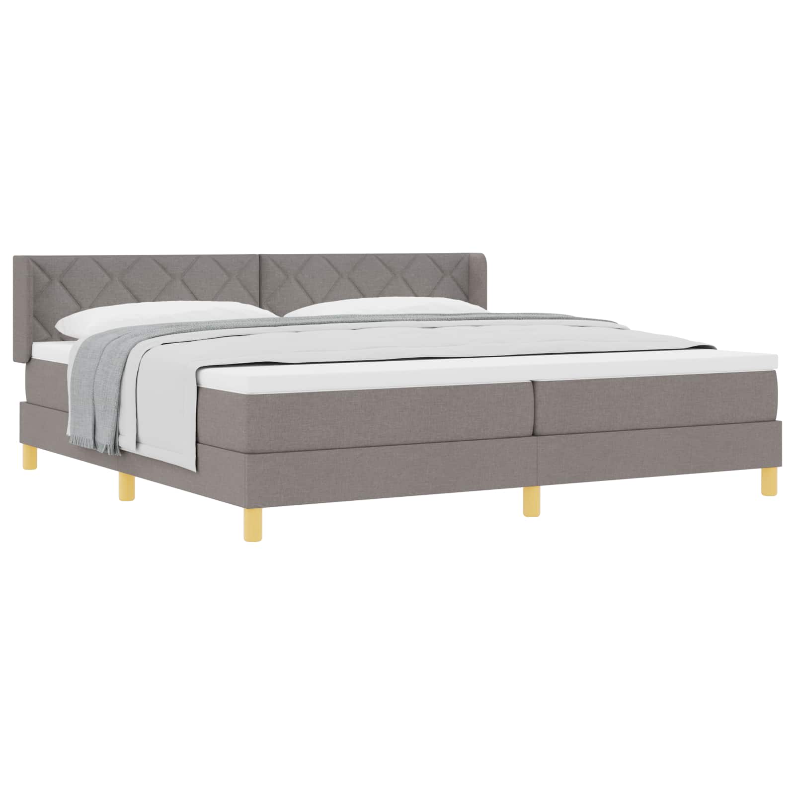 Boxspringbed met hoofdeinde Taupe 200 x 200 cm Stof