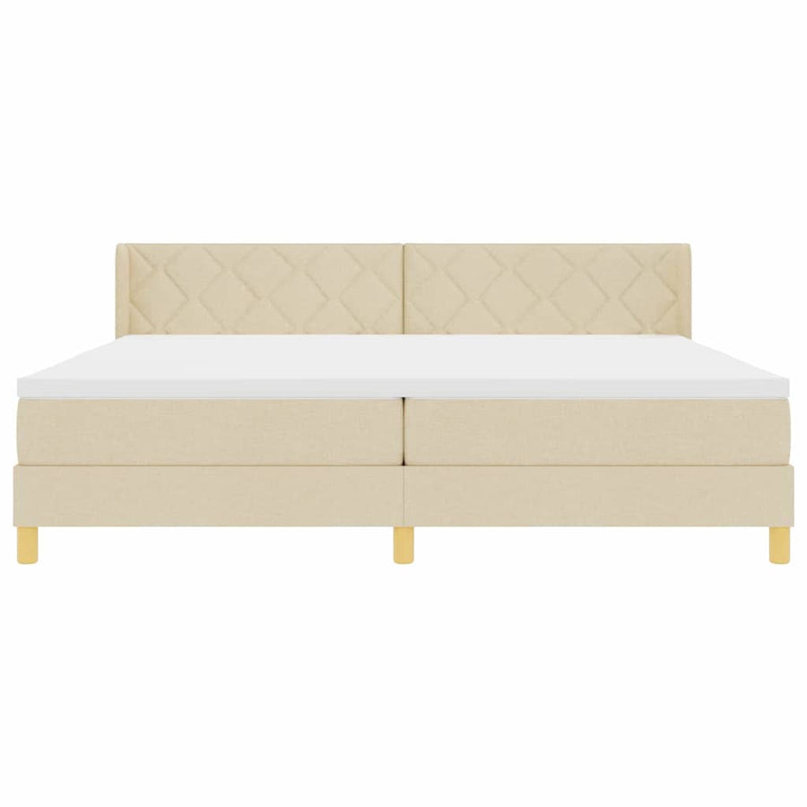Boxspringbed met matras Crème 200 x 200 cm Polyester