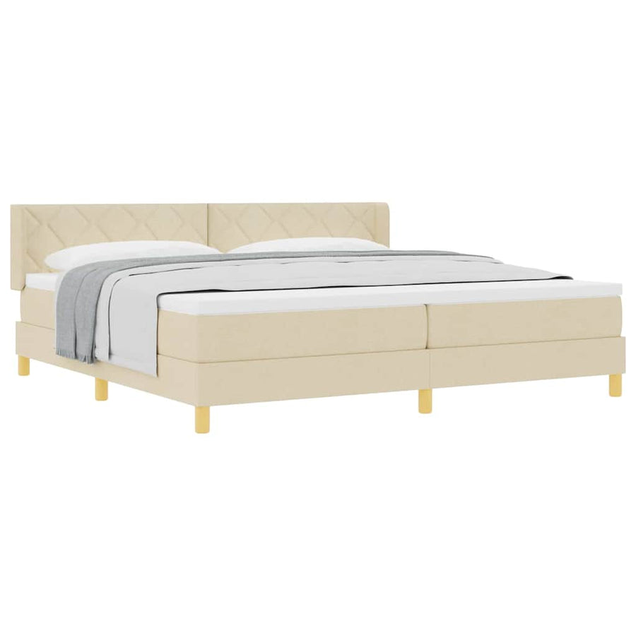 Boxspringbed met matras Crème 200 x 200 cm Polyester