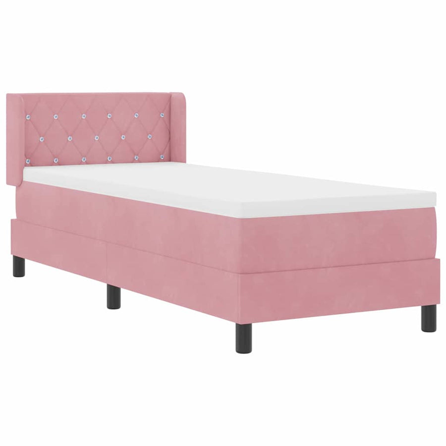 Boxspringbed met Matras Zwart 100x200 cm Fluweel Roze