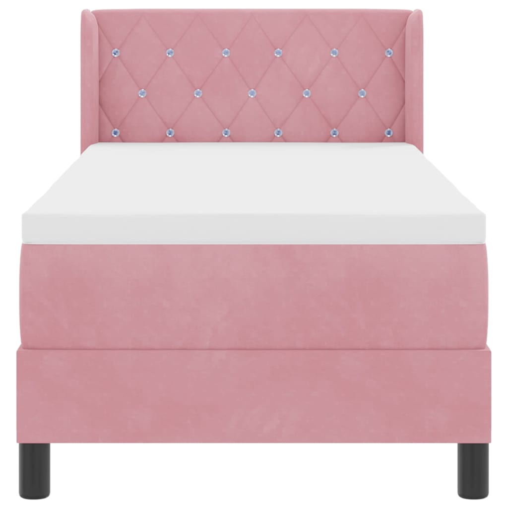 Boxspringbed met Matras Zwart 100x200 cm Fluweel Roze
