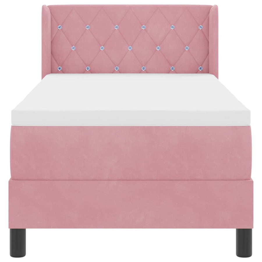 Boxspringbed met Matras Zwart 100x200 cm Fluweel Roze