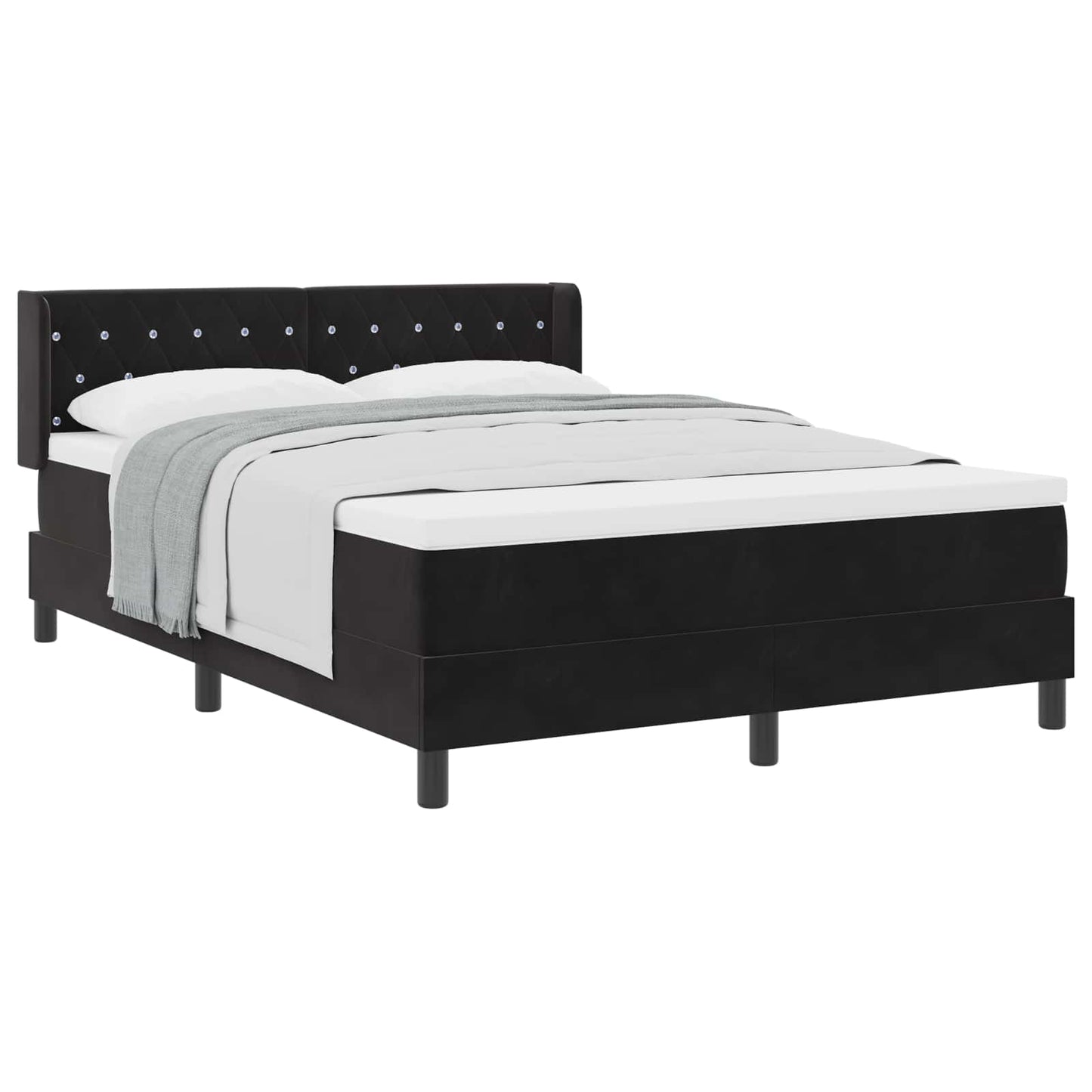 Boxspringbed met hoofdeinde Zwart 200 x 160 cm Fluweel