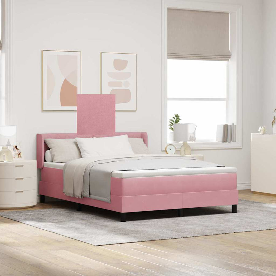 Boxspringbed met hoofdeinde Roze 200 x 160 cm Fluweel