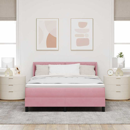 Boxspringbed met hoofdeinde Roze 200 x 160 cm Fluweel