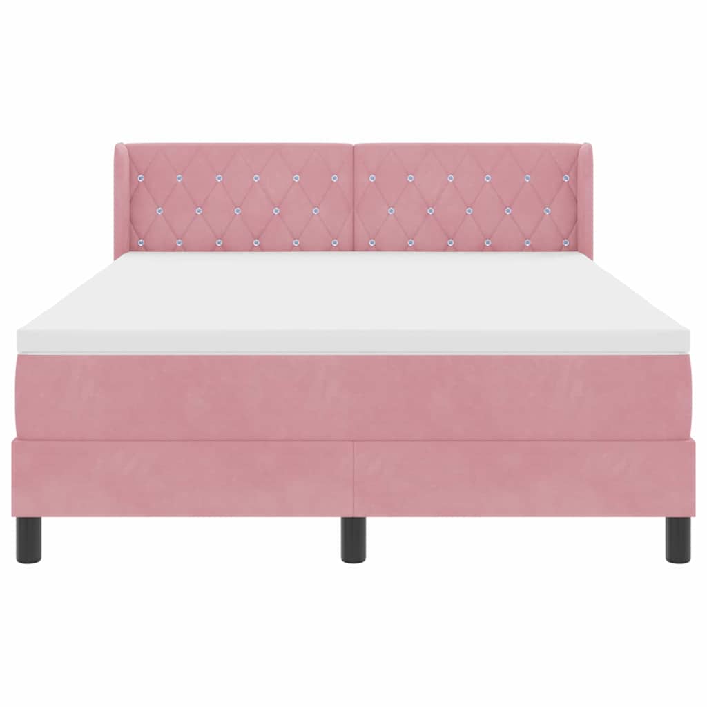 Boxspringbed met hoofdeinde Roze 200 x 160 cm Fluweel