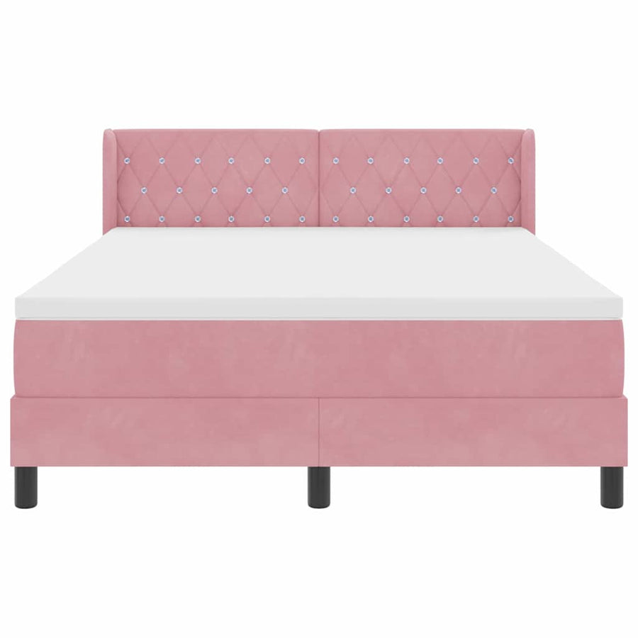 Boxspringbed met hoofdeinde Roze 200 x 160 cm Fluweel