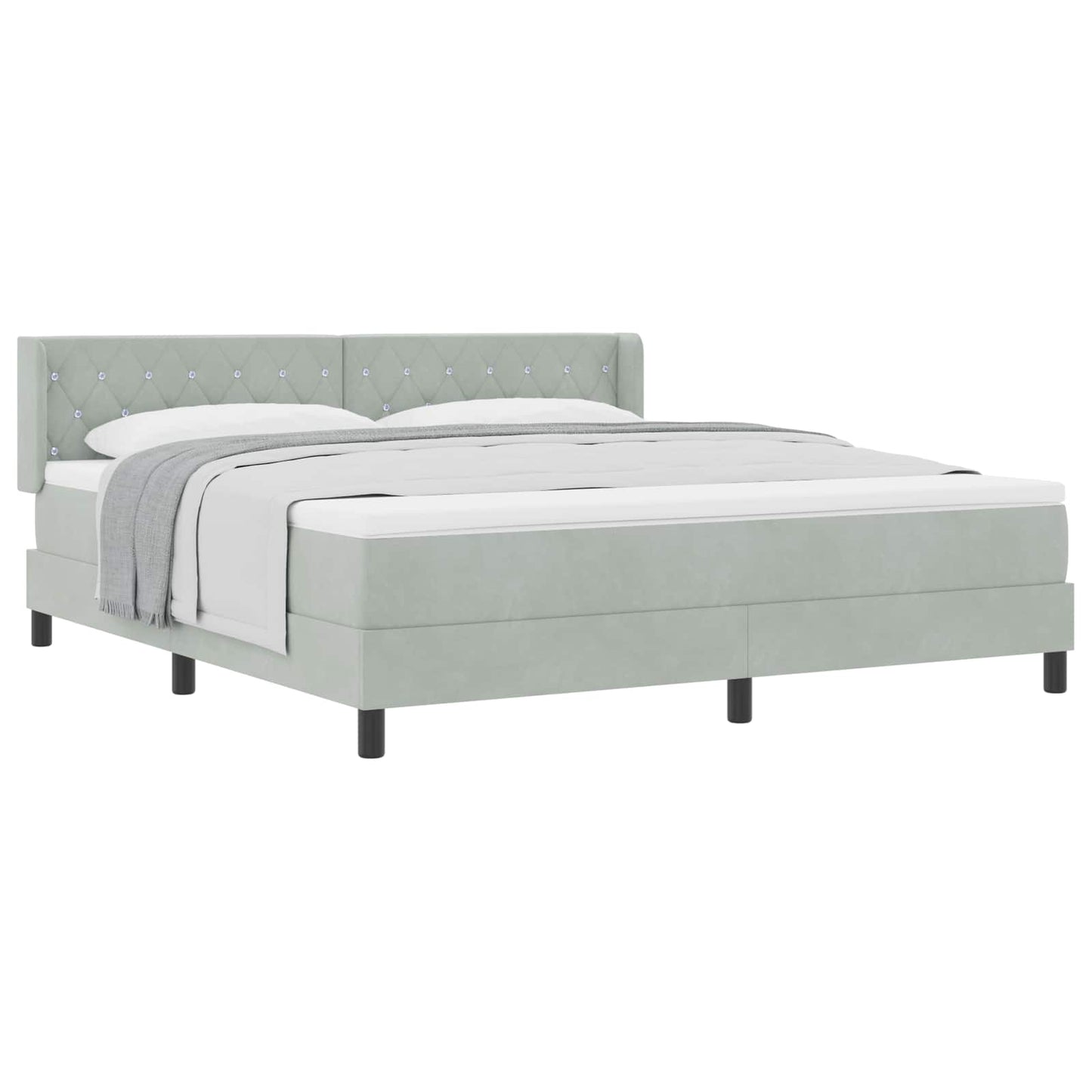 Boxspringbed met hoofdeinde Lichtgrijs 200 x 180 cm Fluweel