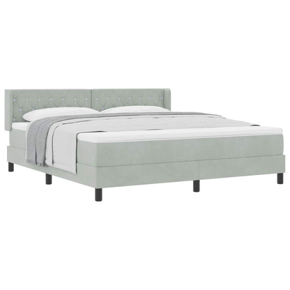 Boxspringbed met hoofdeinde Lichtgrijs 200 x 180 cm Fluweel