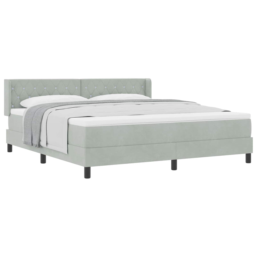 Boxspringbed met hoofdeinde Lichtgrijs 200 x 180 cm Fluweel