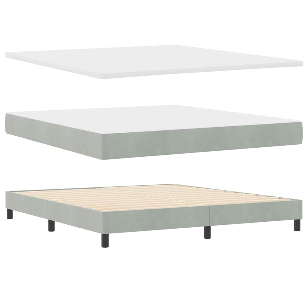 Boxspringbed met hoofdeinde Lichtgrijs 200 x 180 cm Fluweel