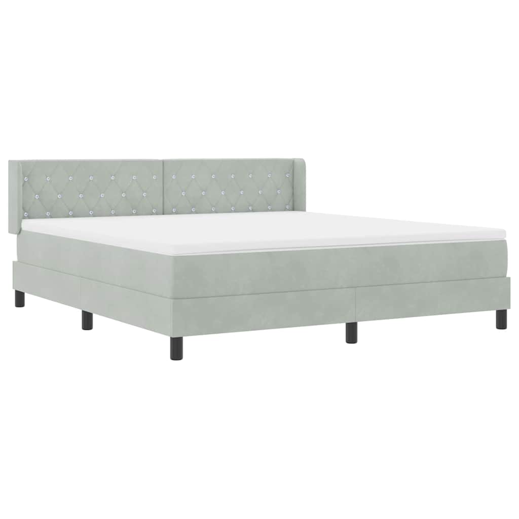 Boxspringbed met hoofdeinde Lichtgrijs 200 x 180 cm Fluweel