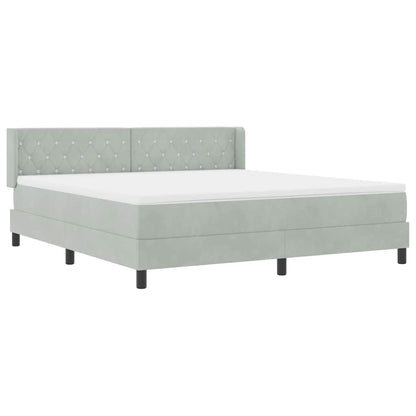 Boxspringbed met hoofdeinde Lichtgrijs 200 x 180 cm Fluweel