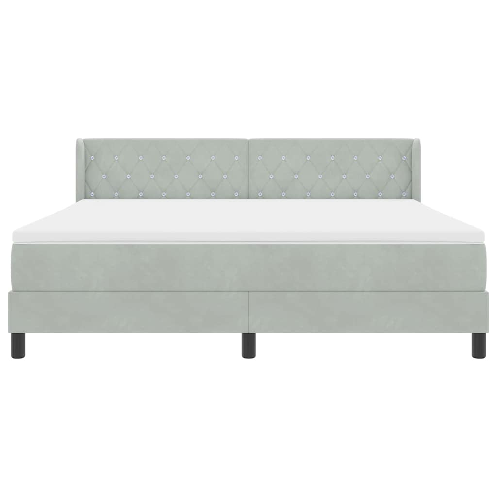 Boxspringbed met hoofdeinde Lichtgrijs 200 x 180 cm Fluweel