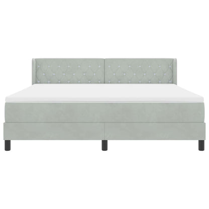 Boxspringbed met hoofdeinde Lichtgrijs 200 x 180 cm Fluweel