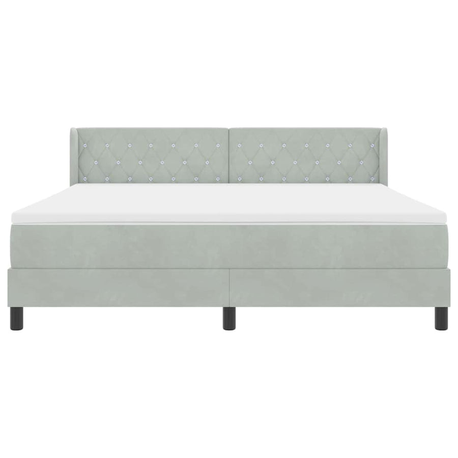 Boxspringbed met hoofdeinde Lichtgrijs 200 x 180 cm Fluweel