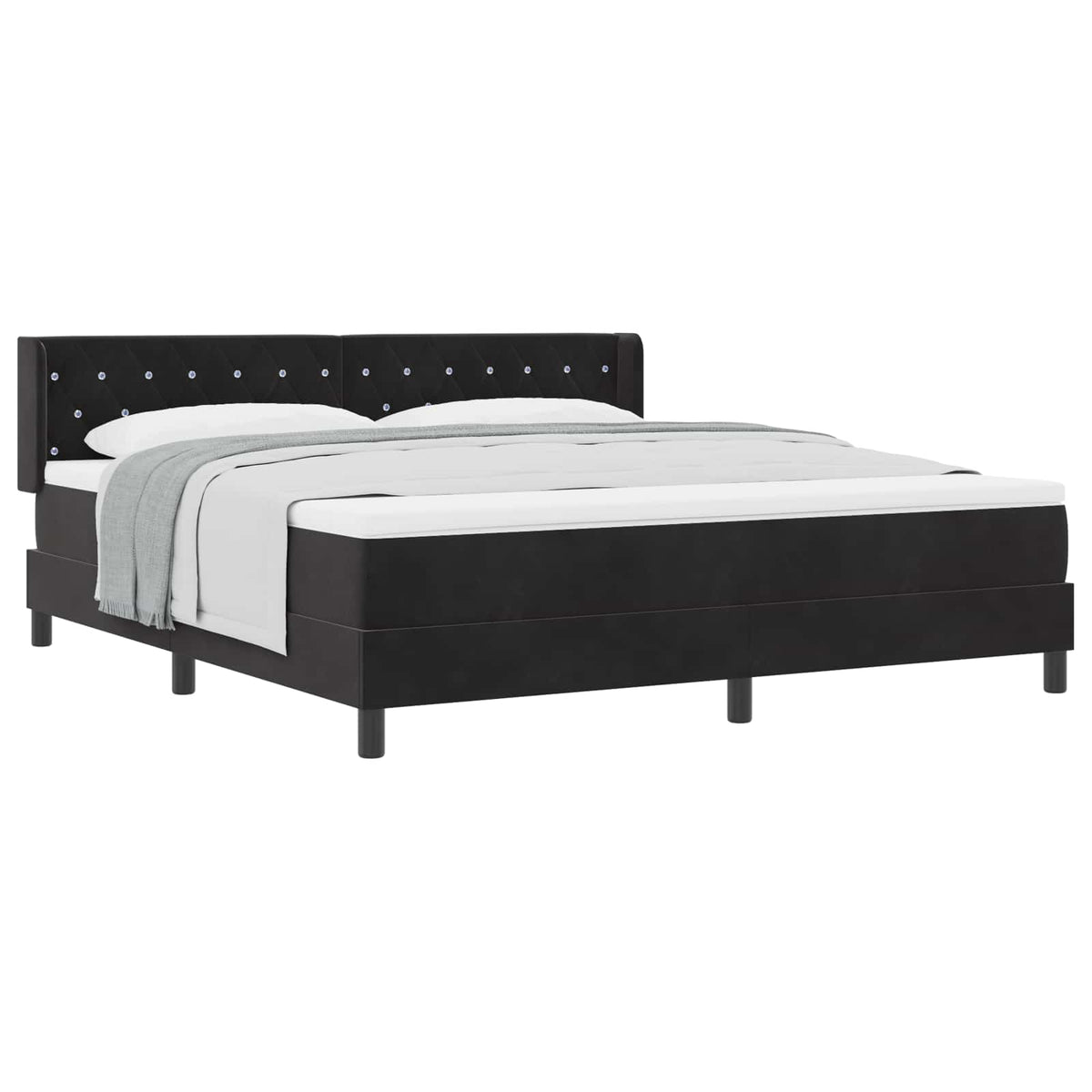 Boxspringbed met hoofdeinde Zwart 200 x 180 cm Fluweel