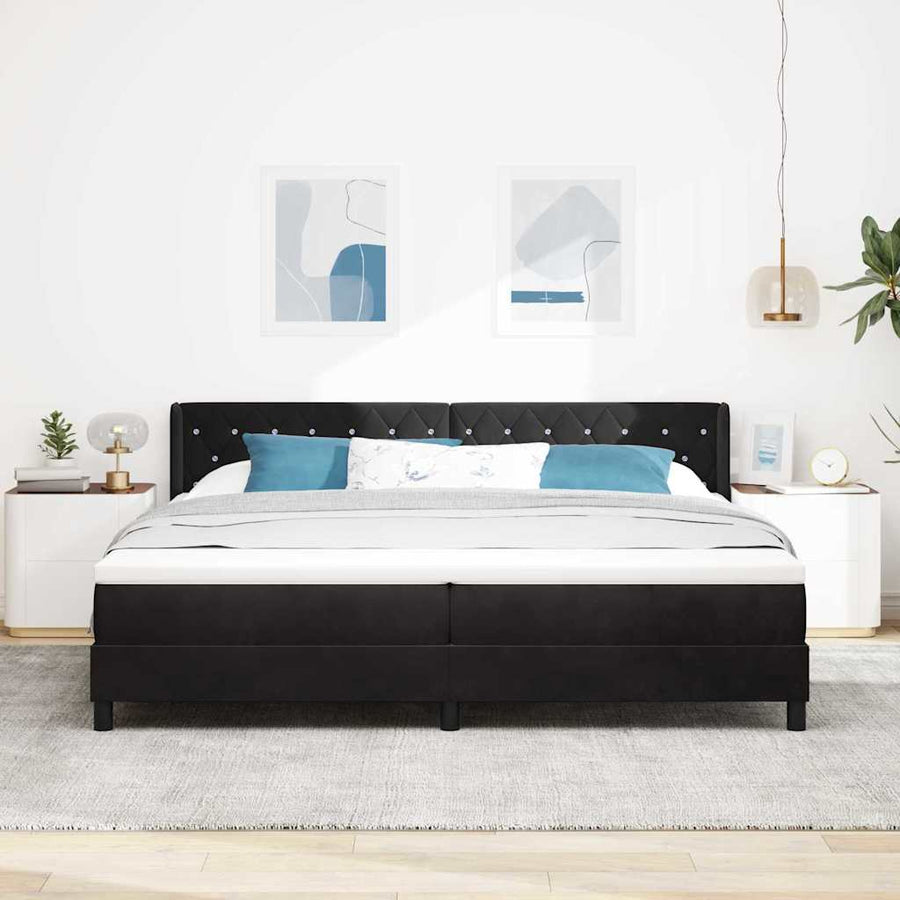 Boxspringbed met hoofdeinde Zwart 200 x 200 cm Fluweel