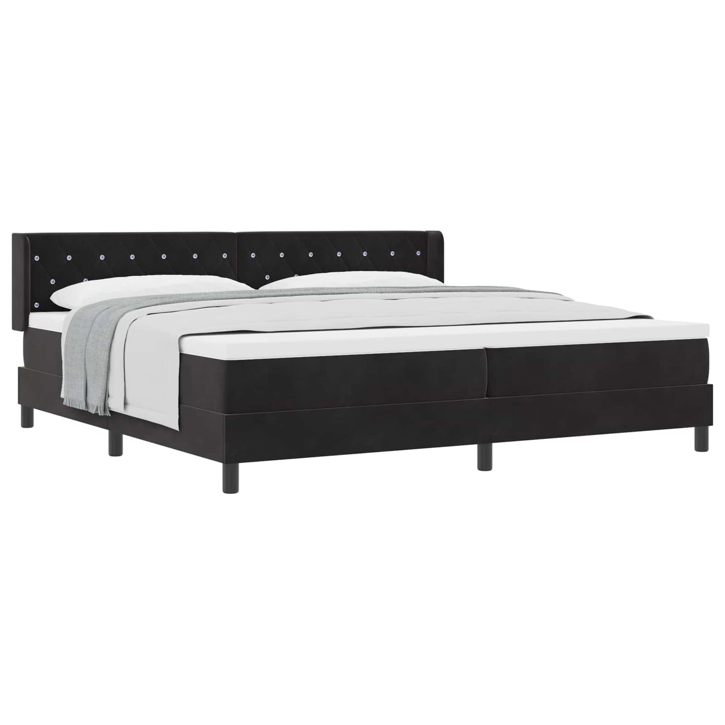Boxspringbed met hoofdeinde Zwart 200 x 200 cm Fluweel