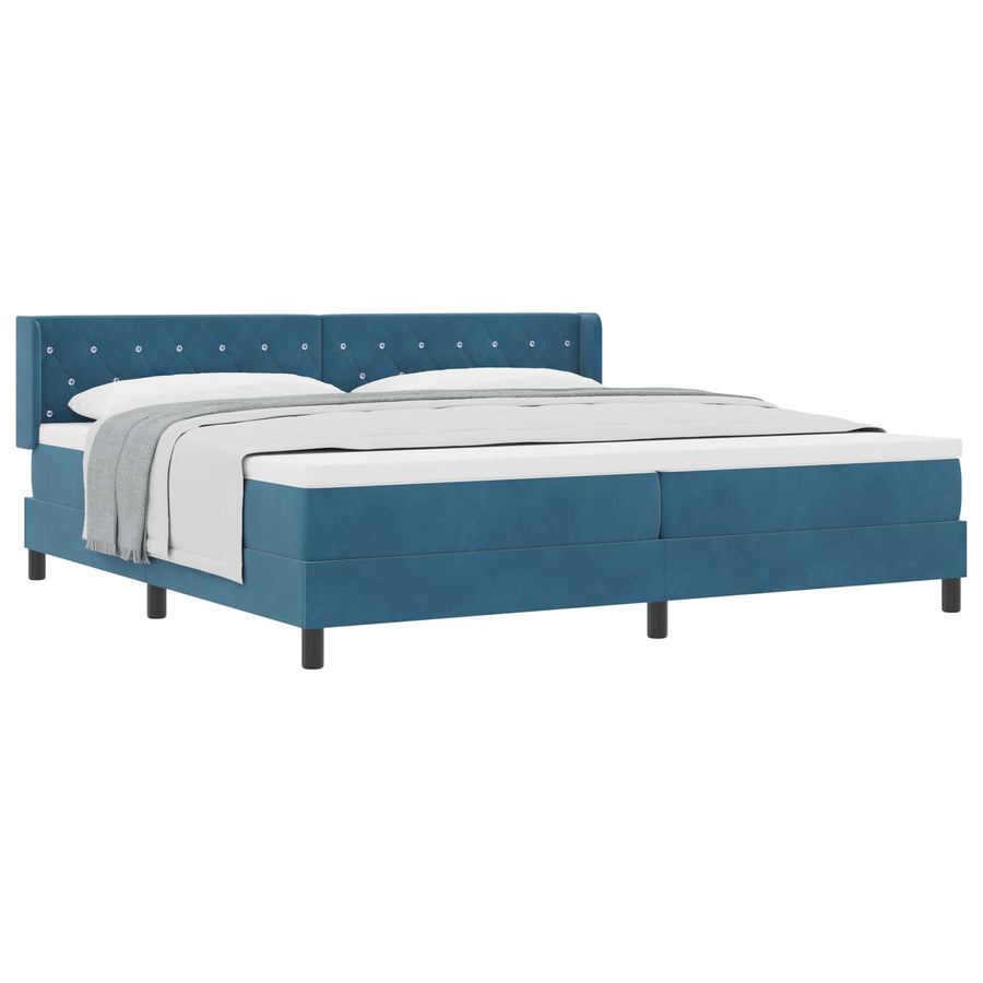 Boxspringbed met hoofdeinde Donkerblauw 200 x 200 cm Fluweel