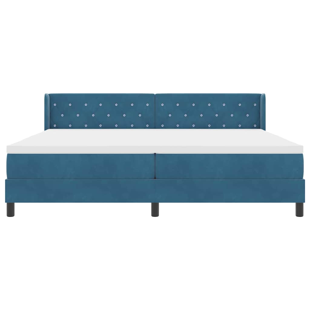 Boxspringbed met hoofdeinde Donkerblauw 200 x 200 cm Fluweel