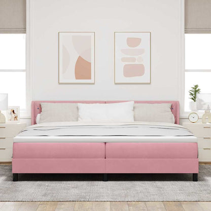 Boxspringbed met hoofdeinde Roze 200 x 200 cm Fluweel