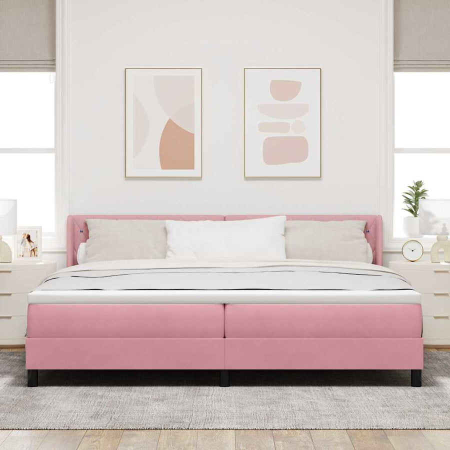 Boxspringbed met hoofdeinde Roze 200 x 200 cm Fluweel
