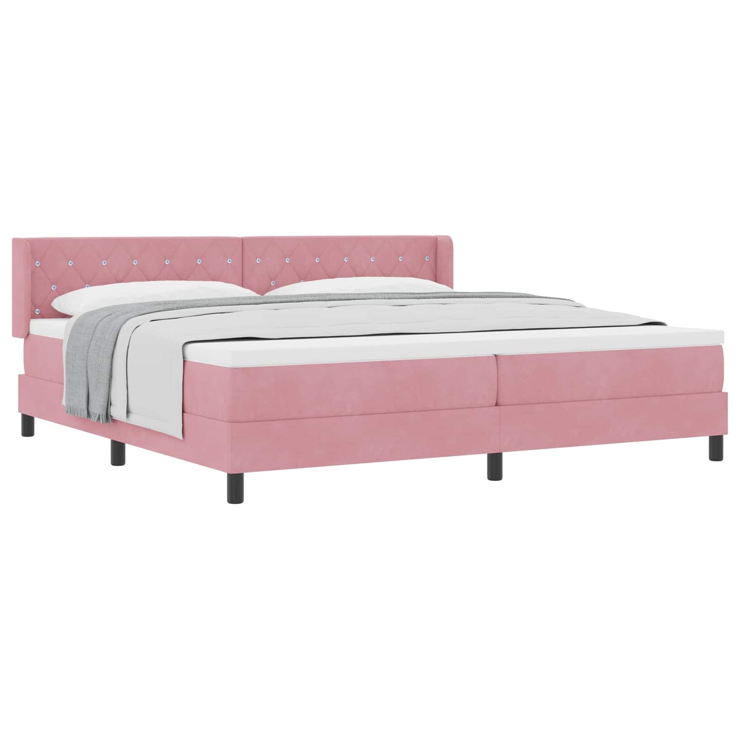 Boxspringbed met hoofdeinde Roze 200 x 200 cm Fluweel