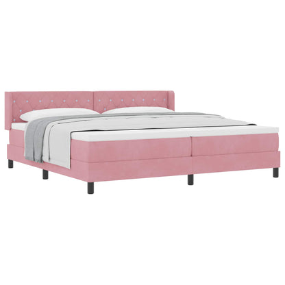 Boxspringbed met hoofdeinde Roze 200 x 200 cm Fluweel