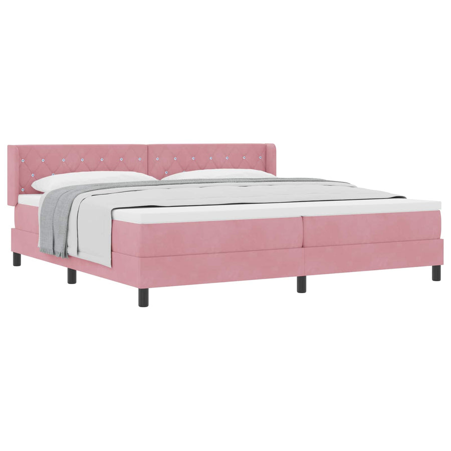 Boxspringbed met hoofdeinde Roze 200 x 200 cm Fluweel
