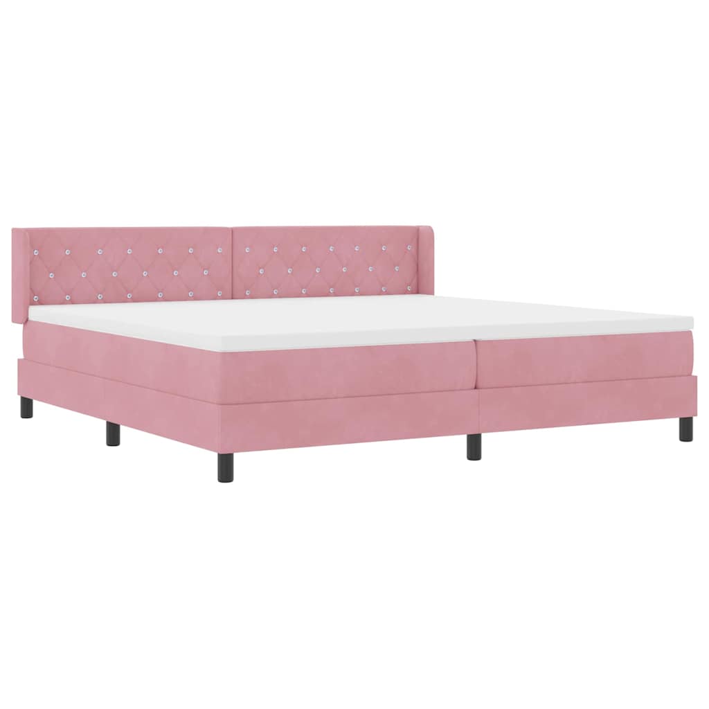 Boxspringbed met hoofdeinde Roze 200 x 200 cm Fluweel