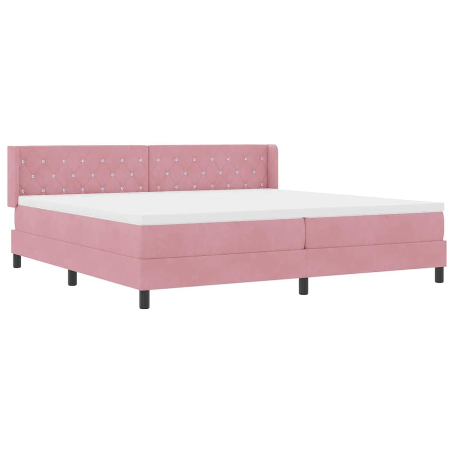 Boxspringbed met hoofdeinde Roze 200 x 200 cm Fluweel