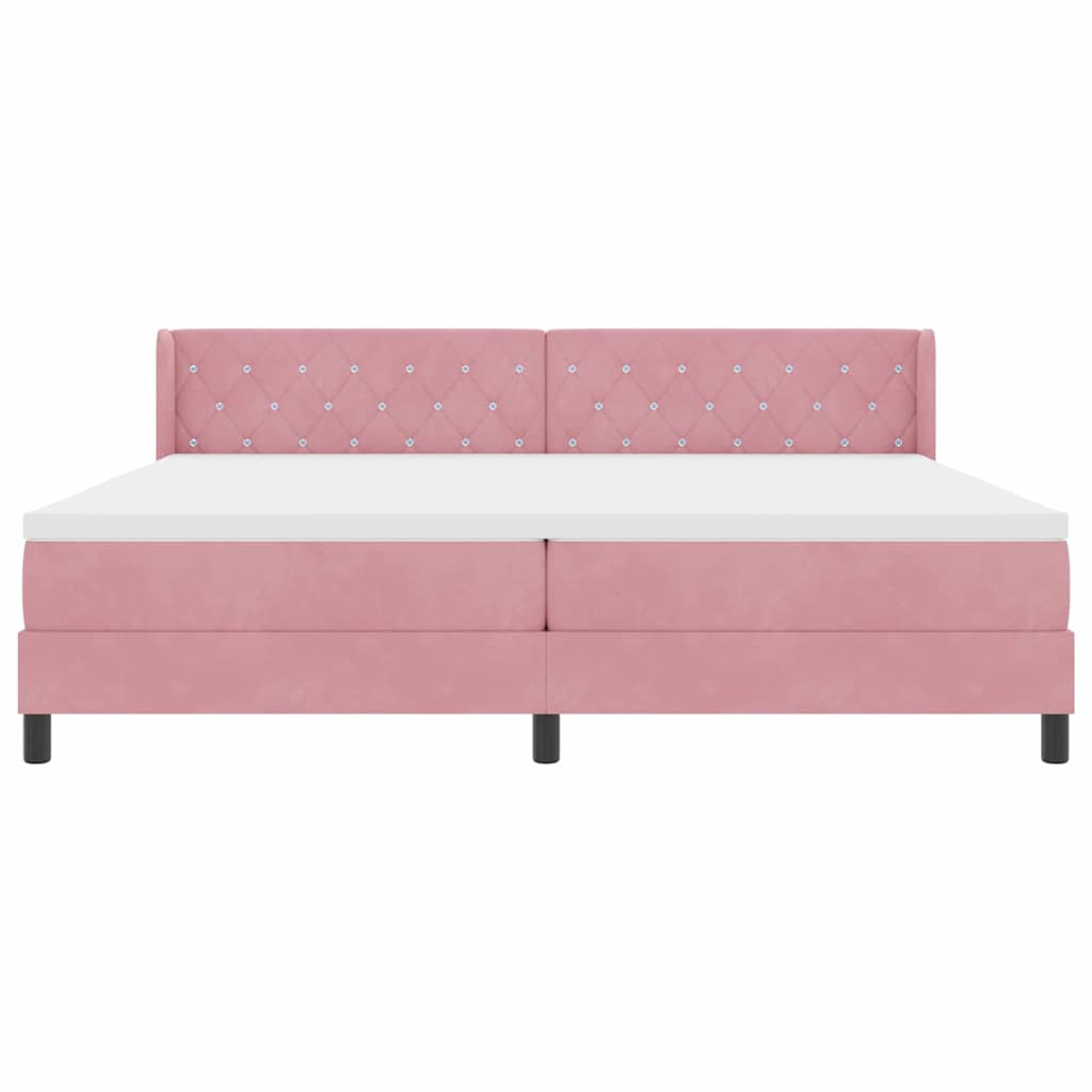 Boxspringbed met hoofdeinde Roze 200 x 200 cm Fluweel