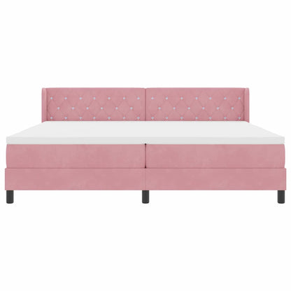 Boxspringbed met hoofdeinde Roze 200 x 200 cm Fluweel