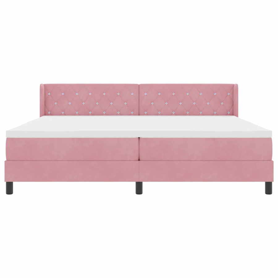 Boxspringbed met hoofdeinde Roze 200 x 200 cm Fluweel