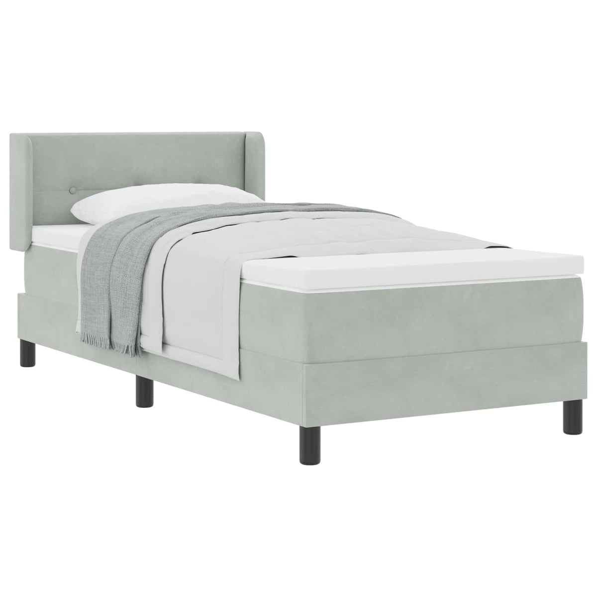 Boxspringbed met hoofdeinde Lichtgrijs 200 x 80 cm Fluweel