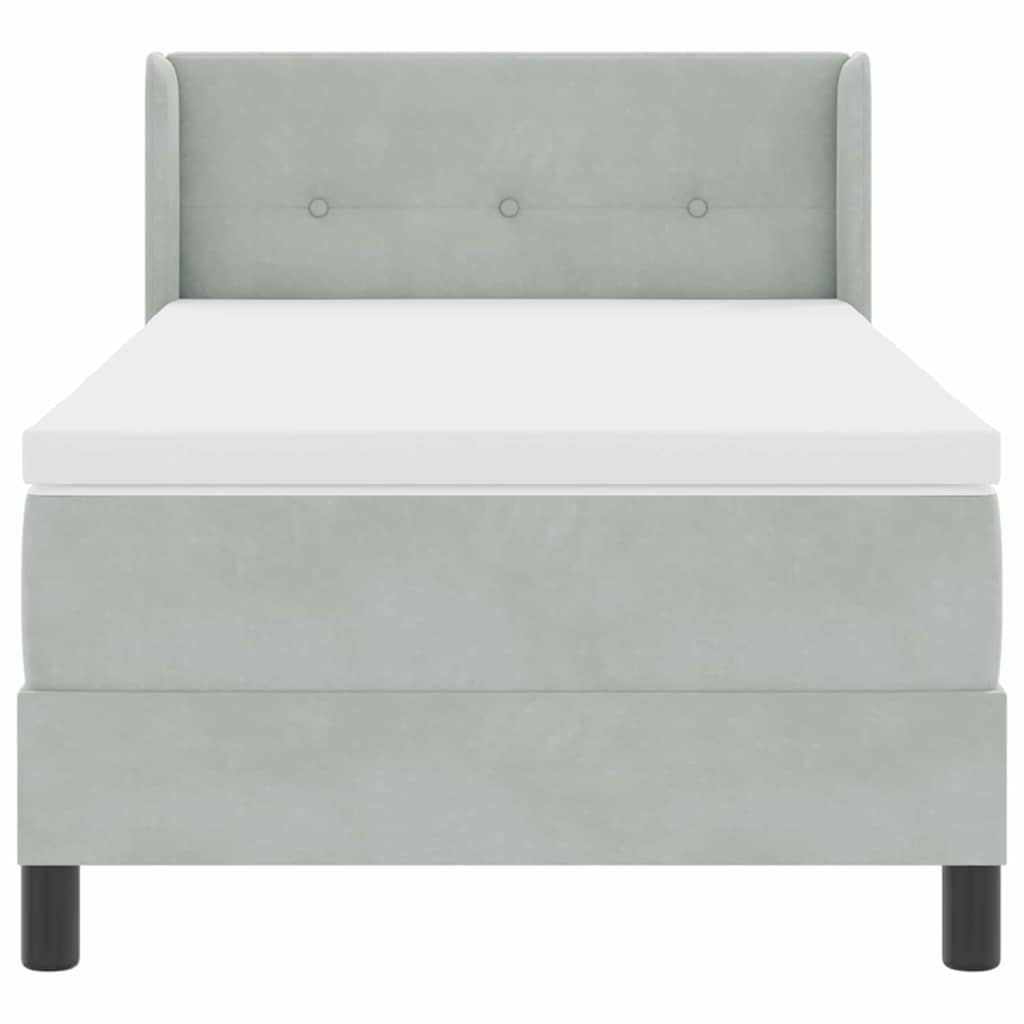 Boxspringbed met hoofdeinde Lichtgrijs 200 x 80 cm Fluweel