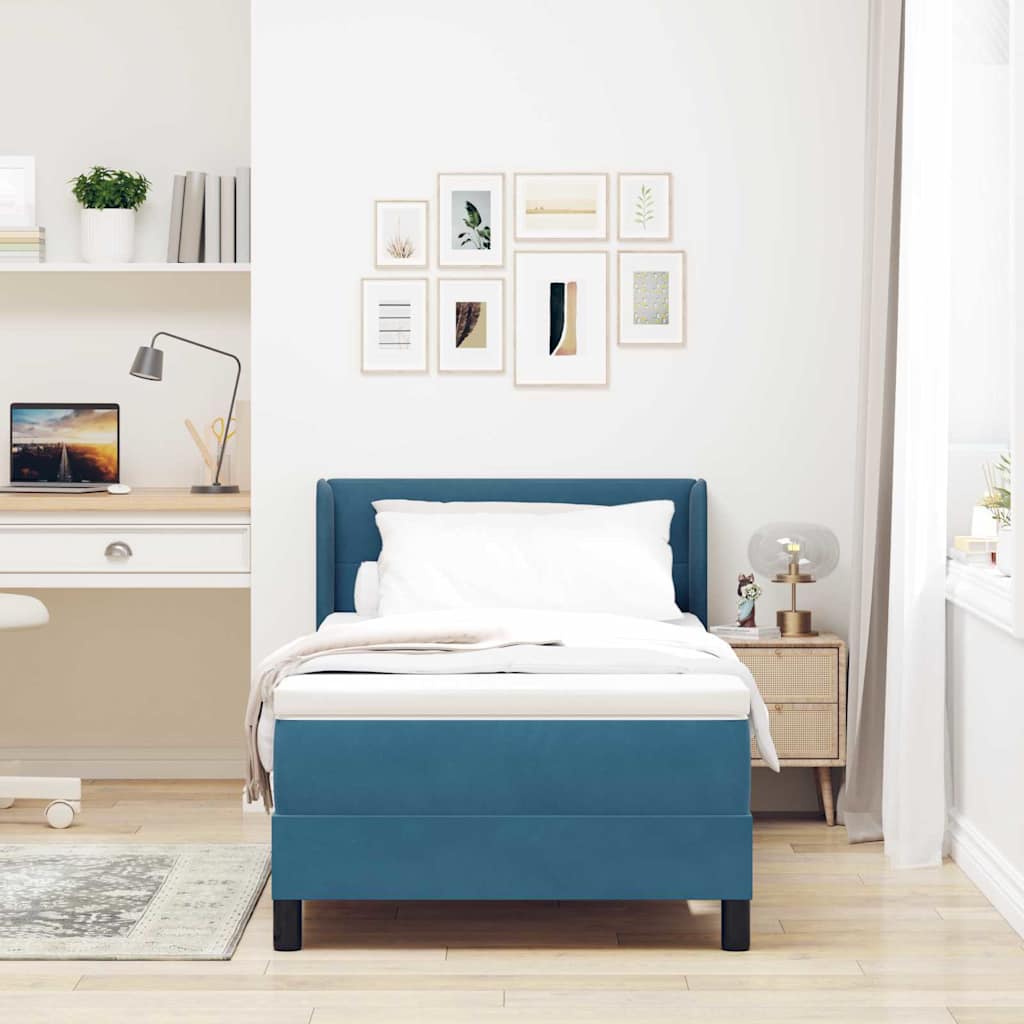Boxspringbed met hoofdeinde Donkerblauw 200 x 100 cm Fluweel