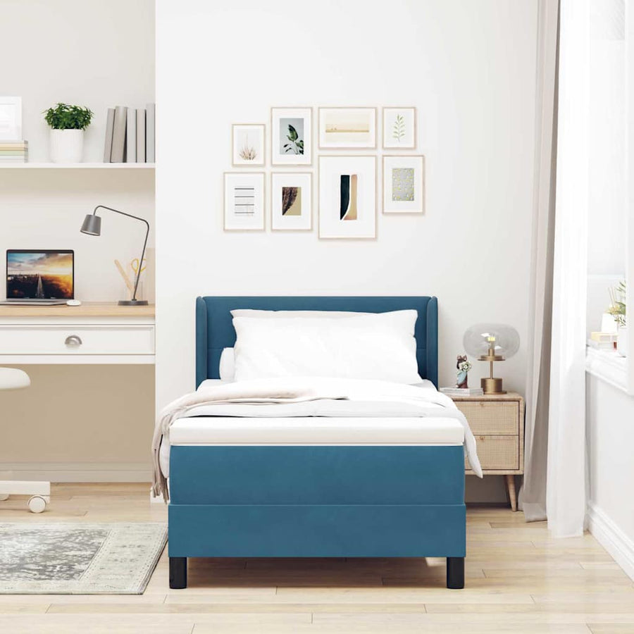 Boxspringbed met hoofdeinde Donkerblauw 200 x 100 cm Fluweel
