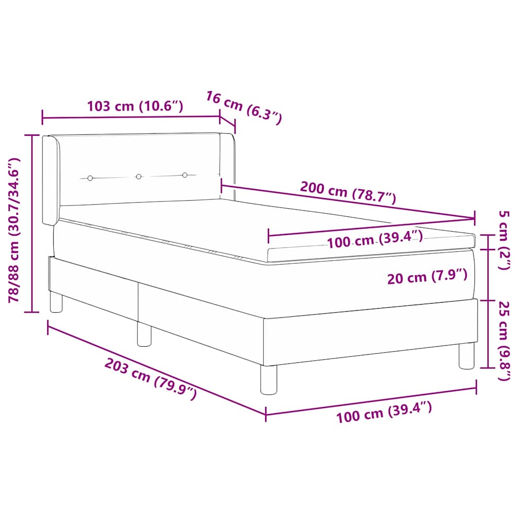 Boxspringbed met hoofdeinde Donkerblauw 200 x 100 cm Fluweel