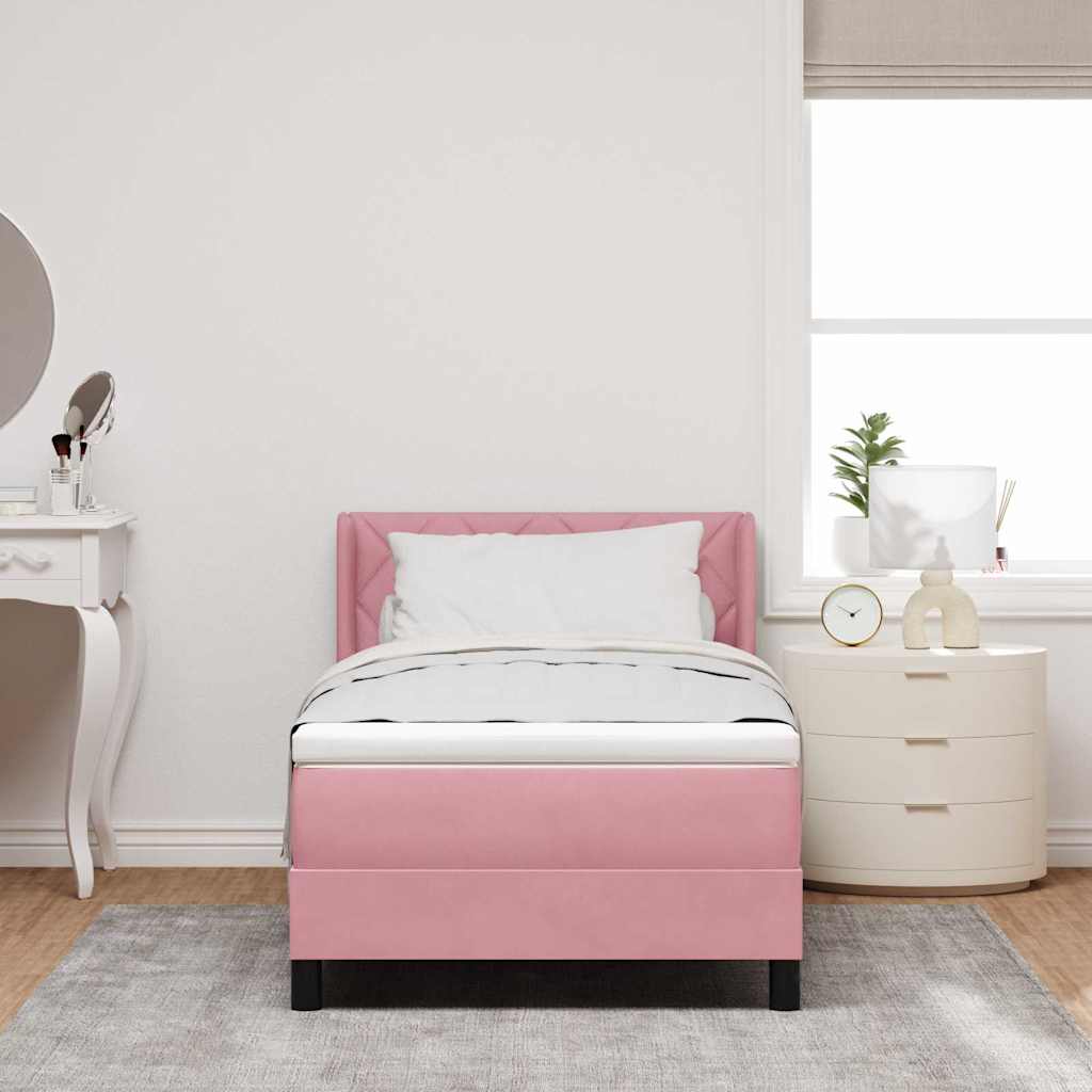 Boxspringbed met hoofdeinde Roze 190 x 90 cm Fluweel