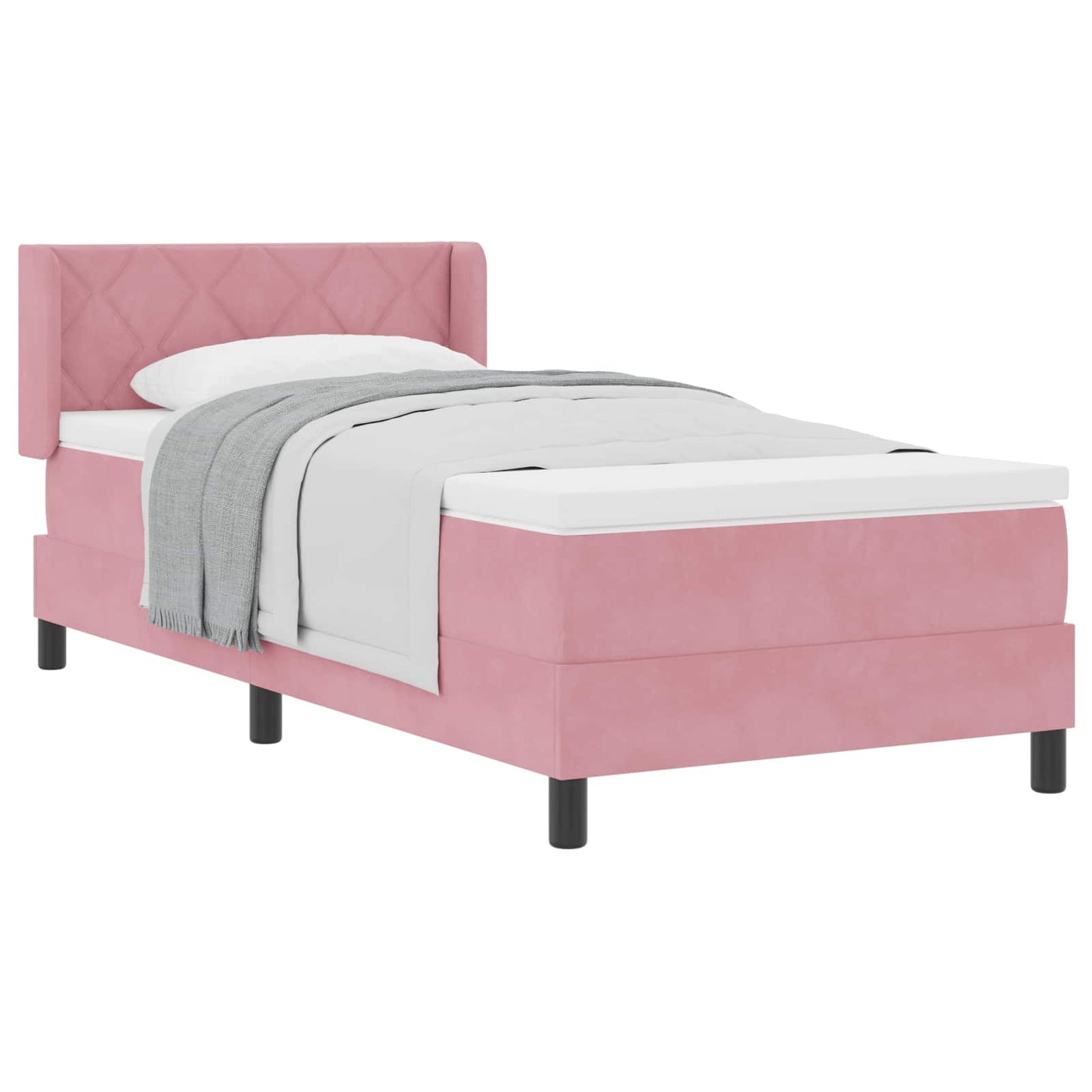 Boxspringbed met hoofdeinde Roze 190 x 90 cm Fluweel