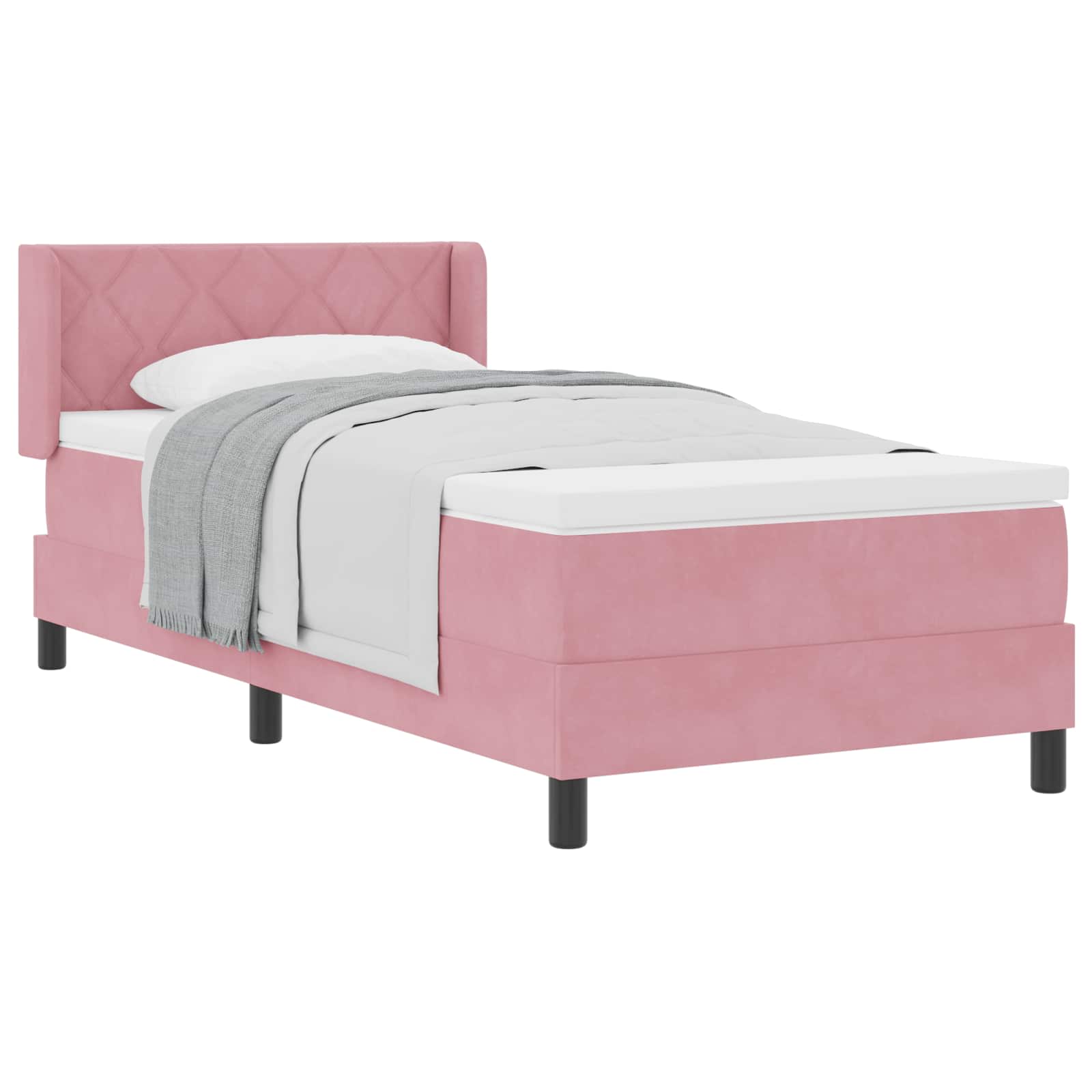 Boxspringbed met hoofdeinde Roze 190 x 90 cm Fluweel