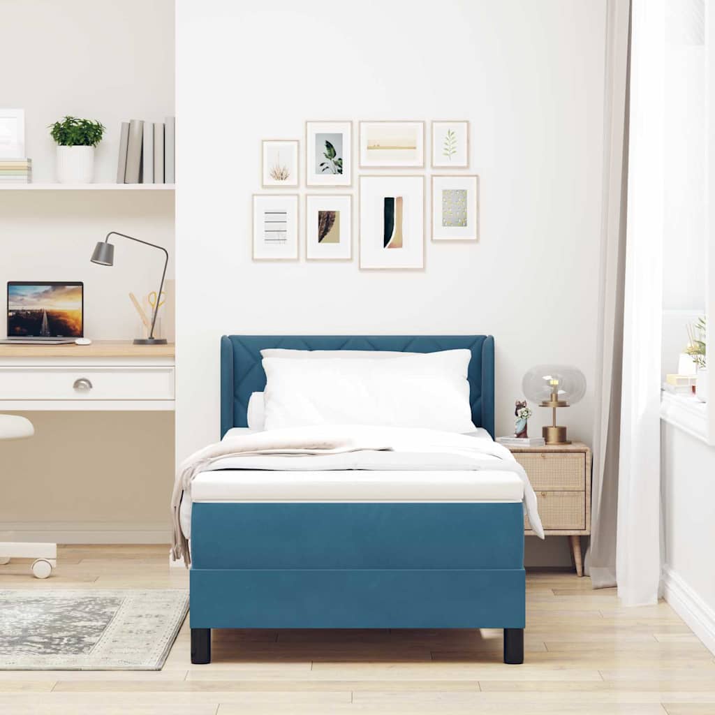 Boxspringbed met hoofdeinde Donkerblauw 200 x 100 cm Fluweel